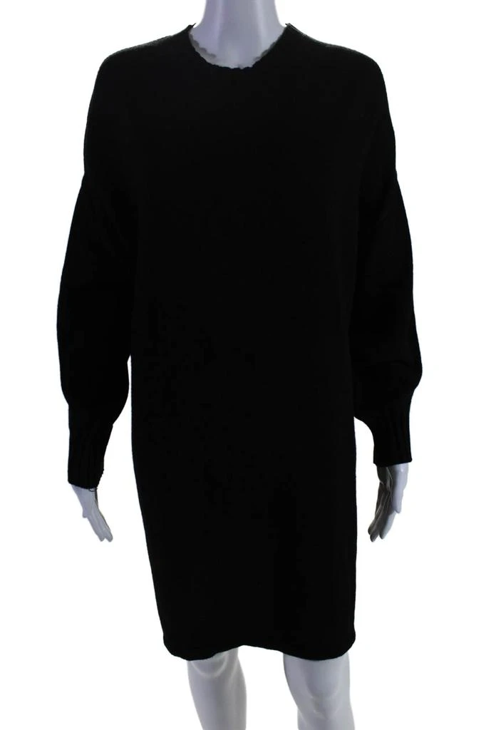 FUZZI Womens Half Sleeve Crew Neck Short Sweater Dress Black 1