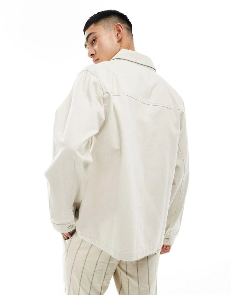 ASOS ASOS DESIGN worker jacket in washed twill in stone 4