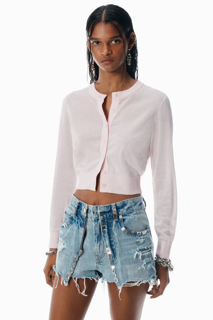 Alexander Wang Pink Crystal Hotfix Cropped Cardigan 3