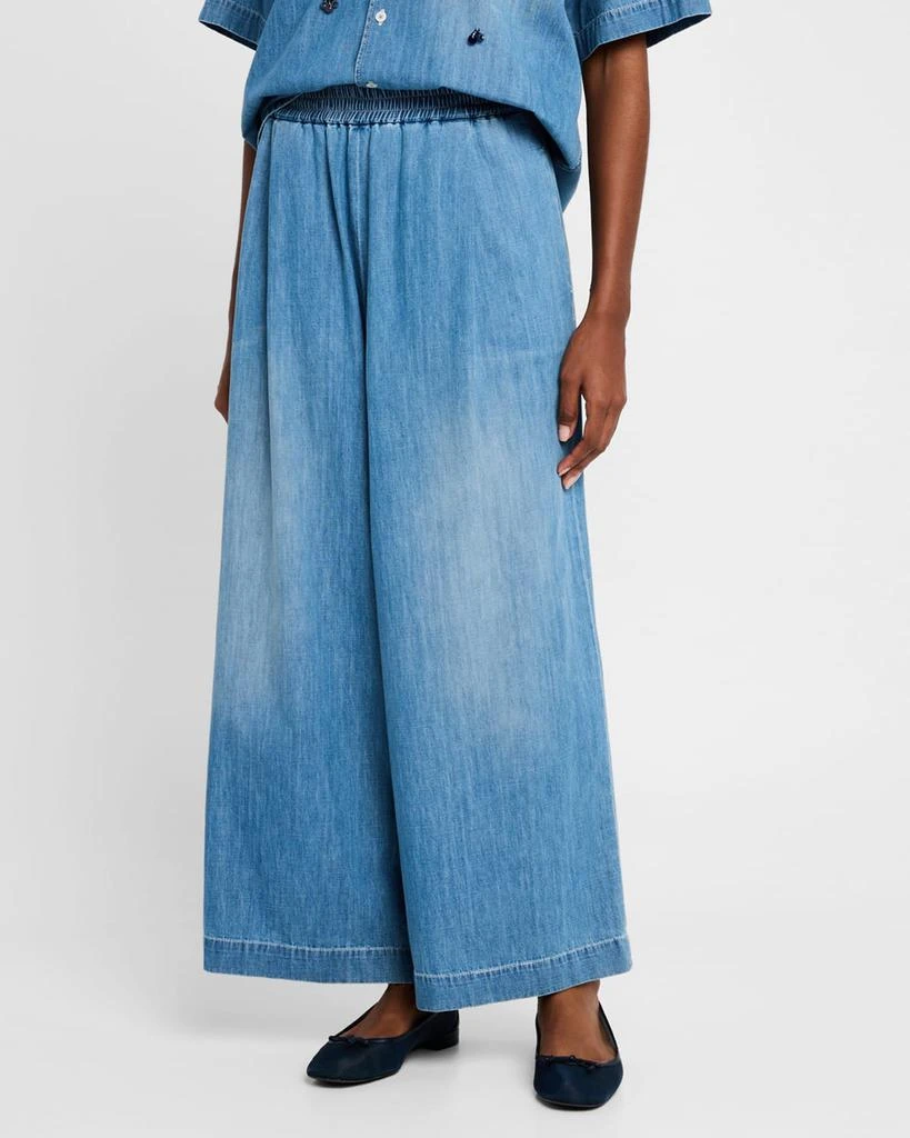 FABIANA FILIPPI Pleated Wide-Leg Cotton Chambray Trousers 4