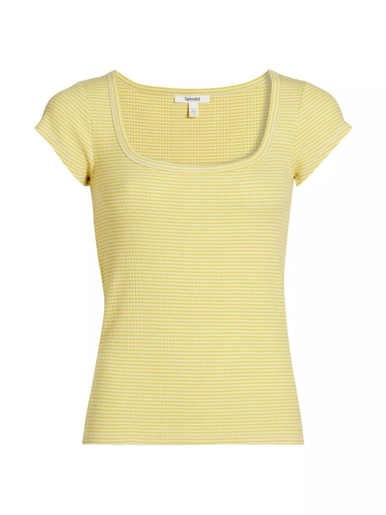 Splendid Selena Striped Rib-Knit T-Shirt 1