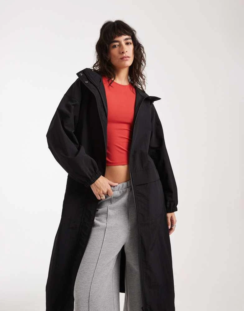 ASOS ASOS DESIGN longline tech rain coat in black 4