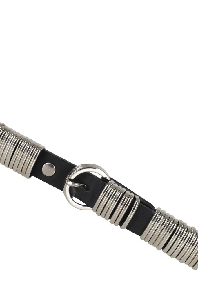 FEDERICA TOSI Minimalist Black Leather Ring Belt with Silver Accents 2