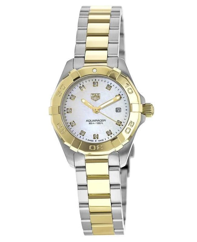 TAG Heuer Tag Heuer Aquaracer Lady 300M 27MM Quartz Mother of Pearl Diamond Dial 18K Yellow Gold Plated Steel Women's Watch WBD1422.BB0321 1