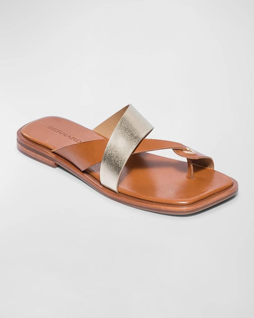 Bernardo Mixed Leather Toe-Ring Slide Sandals 3