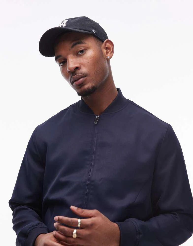 Topman Topman lightweight bomber jacket in navy 4