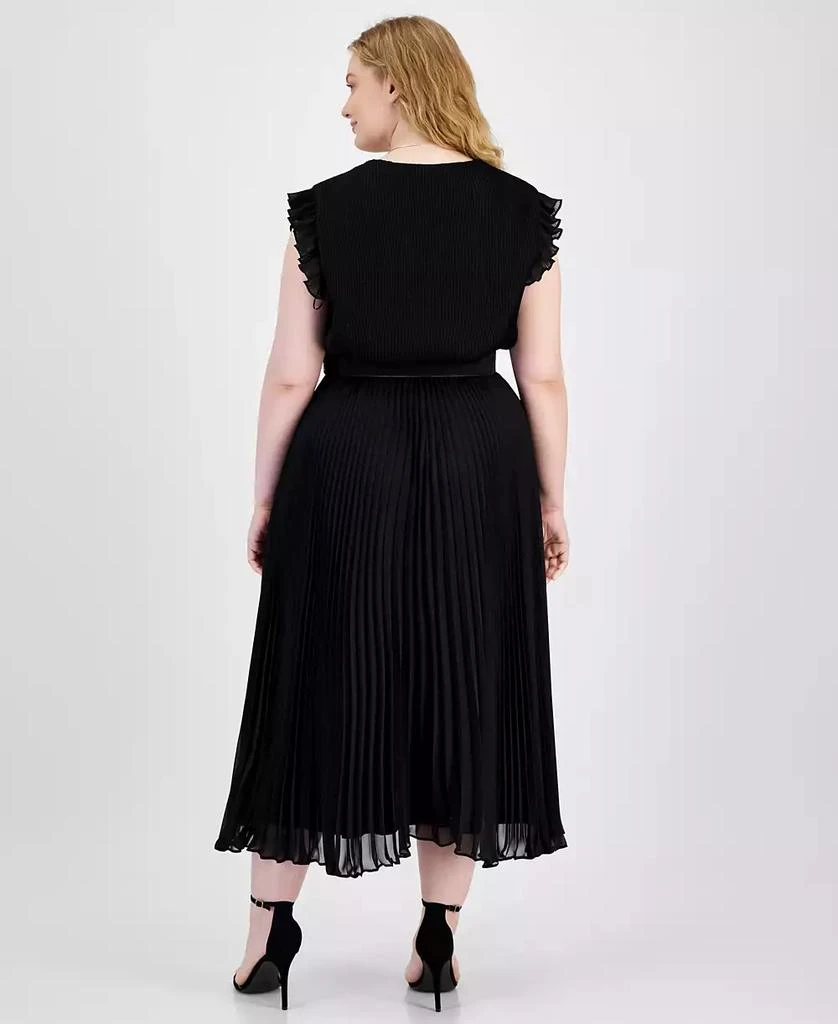 Taylor Plus Size Pleated Belted A-Line Dress 4