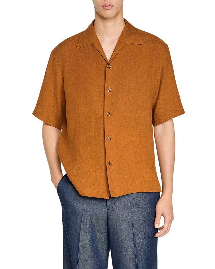Sandro Classic Fit Shark Collar Linen Shirt