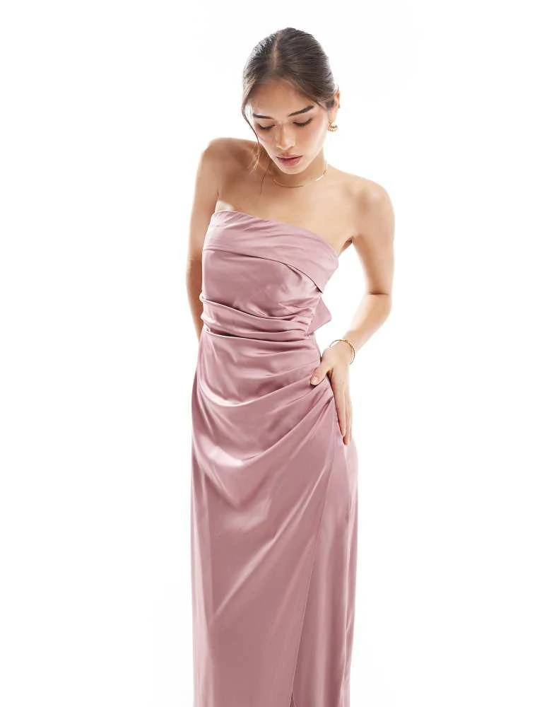 fitted lace wedding dress Bandeau Satin Maxi Dress Oyster main image 0