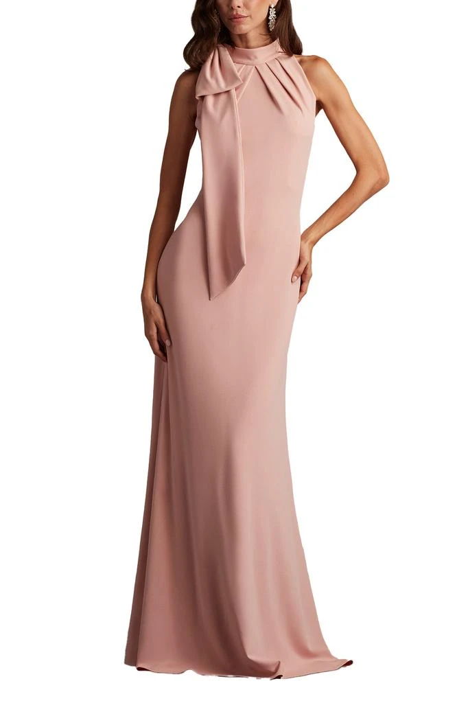Tadashi Shoji Women's Sims Shoulder Bow Halter Gown - Pink