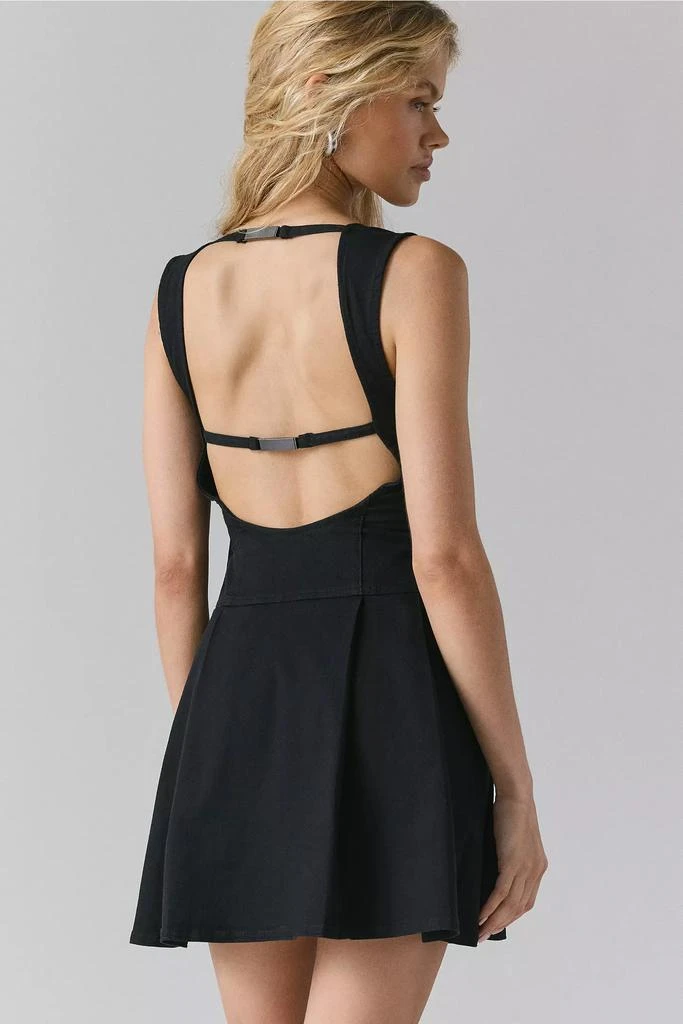 BDG BDG Leah Denim Pleated Open-Back Drop Waist Mini Dress 2