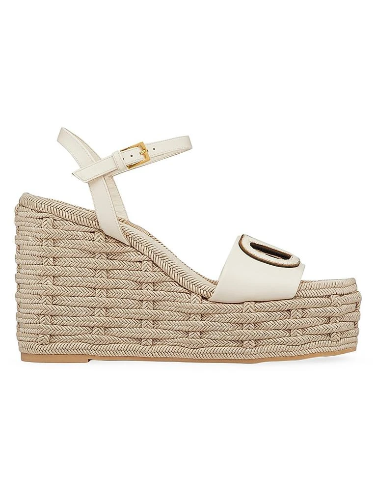 Valentino VLogo Calfskin Cut-Out Wedge Sandals 110 MM 1