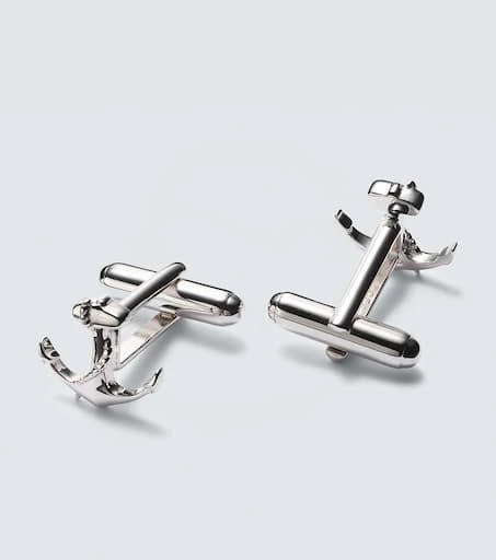 MATEO Anchor rhodium-plated sterling silver cufflinks 3
