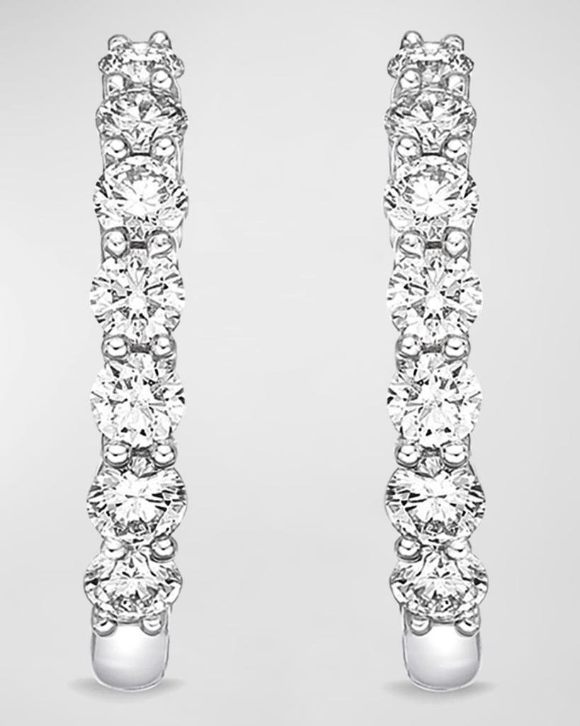 Memoire 18k White Gold Tiny Diamond Huggie Hoop Earrings, 0.51tcw