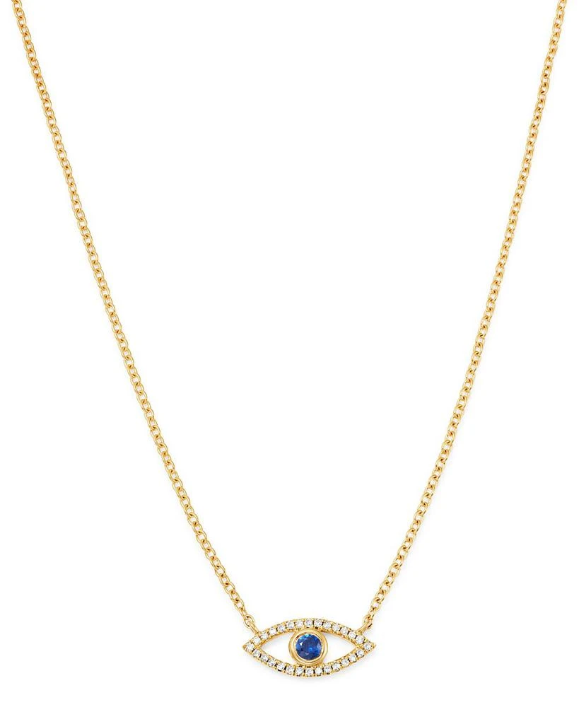 Zoe Lev 14K Yellow Gold Diamond & Blue Sapphire Evil Eye Pendant Necklace, 18" 3