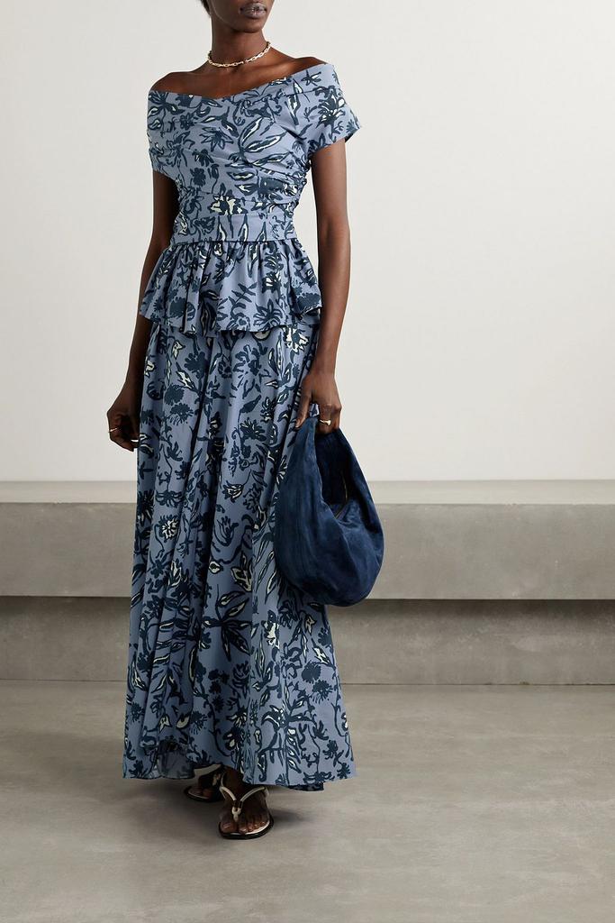 Altuzarra Pella off-the-shoulder floral-print cotton-blend poplin peplum top