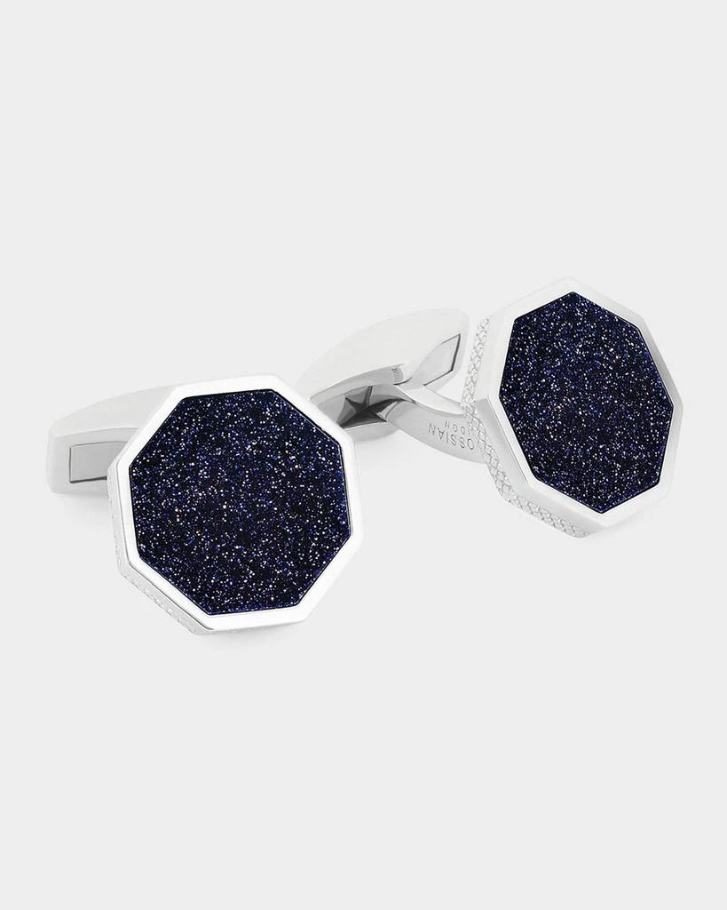 Tateossian Men
s Londons Eye Blue Goldstone Octagonal Cufflinks