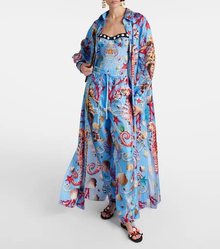 Dolce 
Gabbana Capri printed silk straight pants 2