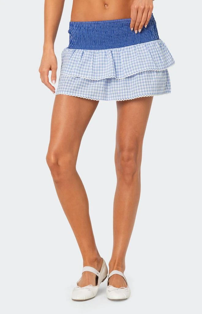 Edikted Double Gingham Ruffled Mini Skirt 2