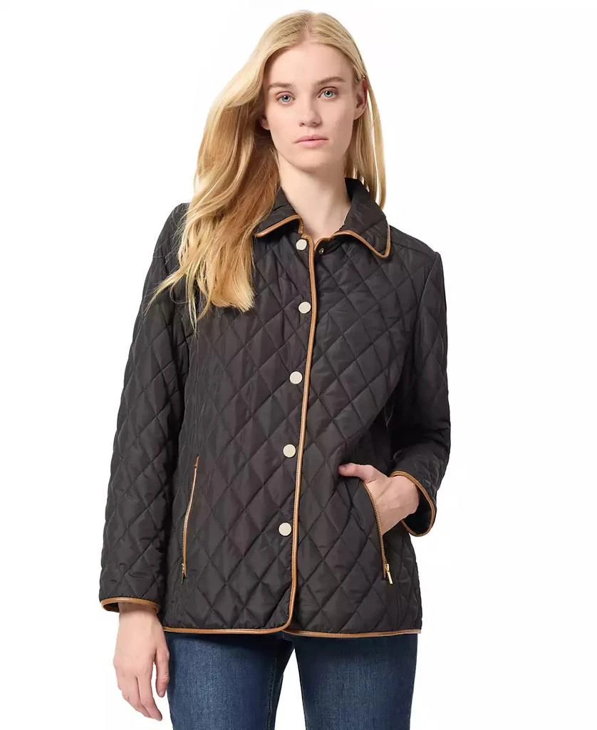 JONES NEW YORK Women's Quilted Snap-Front Rib-Trim Jacket 1