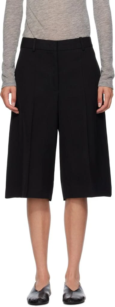 Jil Sander Black Viscose Silk Blend Straight Shorts 1