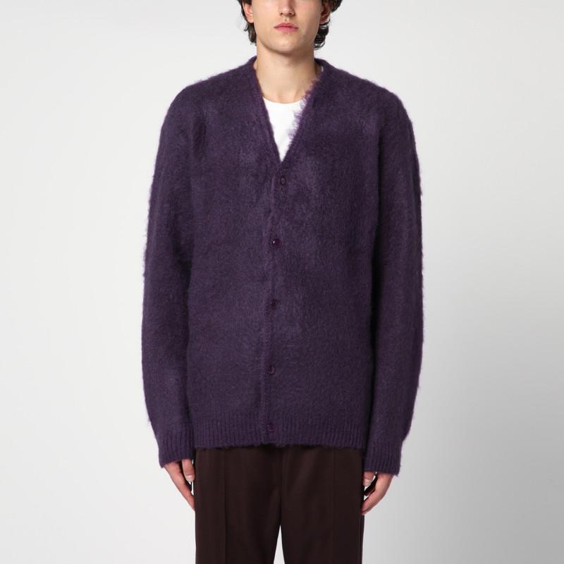 Needles Cardigan viola in misto mohair