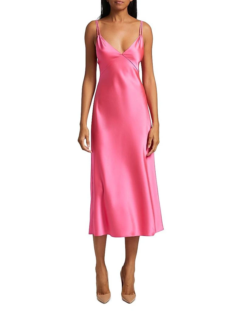Alice + Olivia Zumi Satin Sweetheart Neck Midi-Dress 3