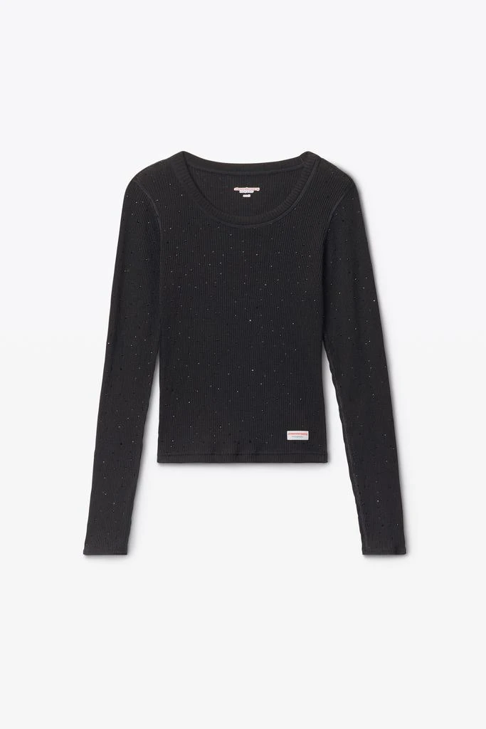 Alexander Wang Crystal Hotfix Long Sleeve Crewneck Tee 2