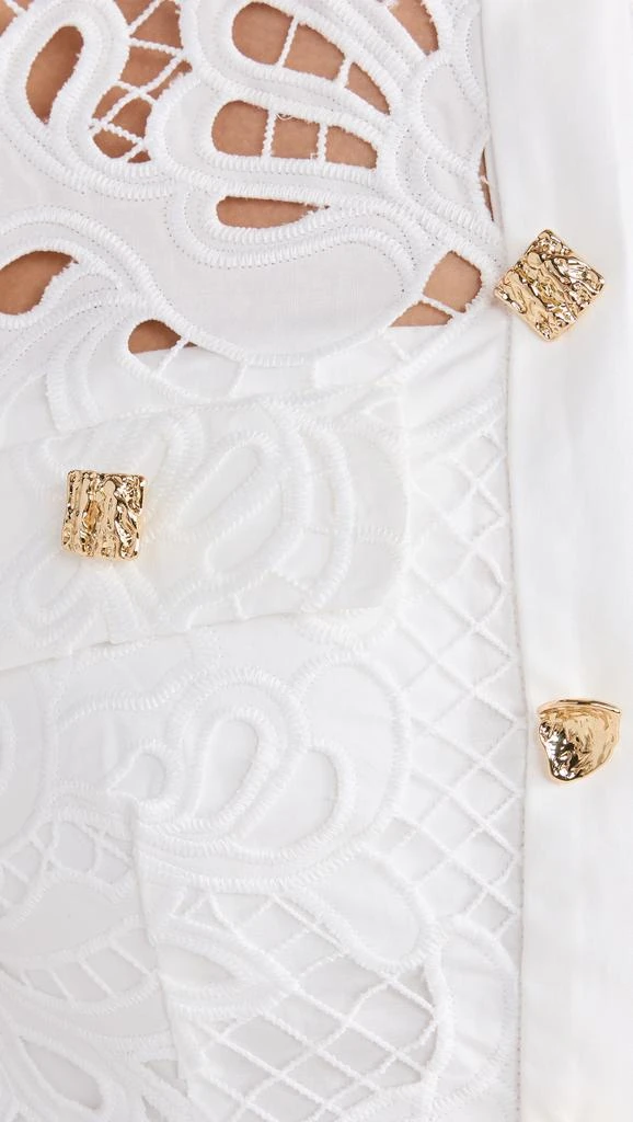 Self Portrait White Cotton Lace Button Midi Dress 5