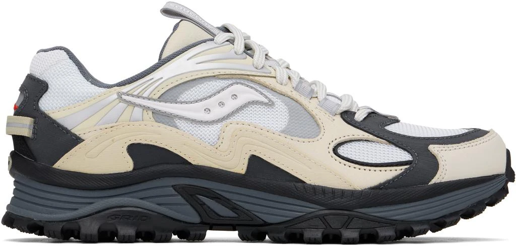 Saucony Beige & White Grid Aura X Sneakers 1