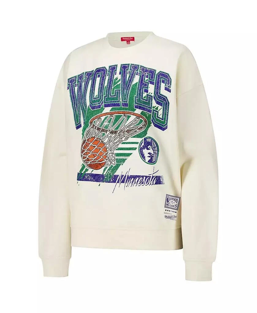 Mitchell & Ness Women's Cream Minnesota Timberwolves Brush Bucket Pullover Sweatshirt 3