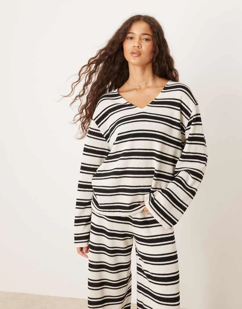 Shop ASOS DESIGN oversized v neck long sleeve co-ord in knit mono
