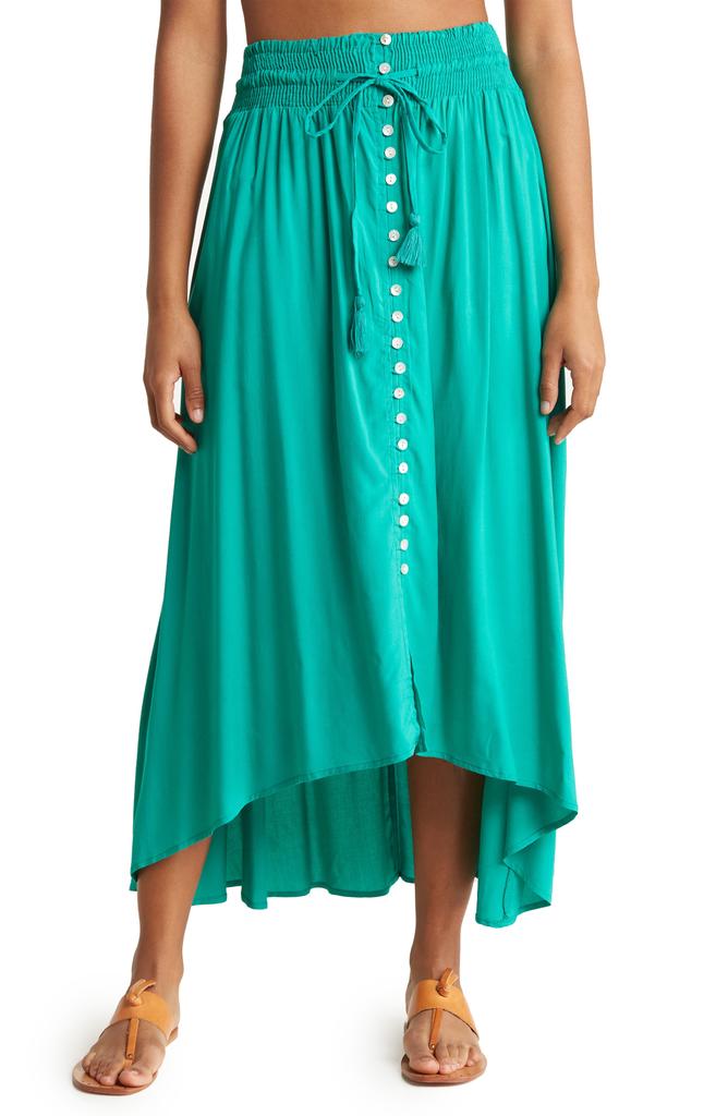 BOHO ME Button Front High-Low Cover-Up Skirt