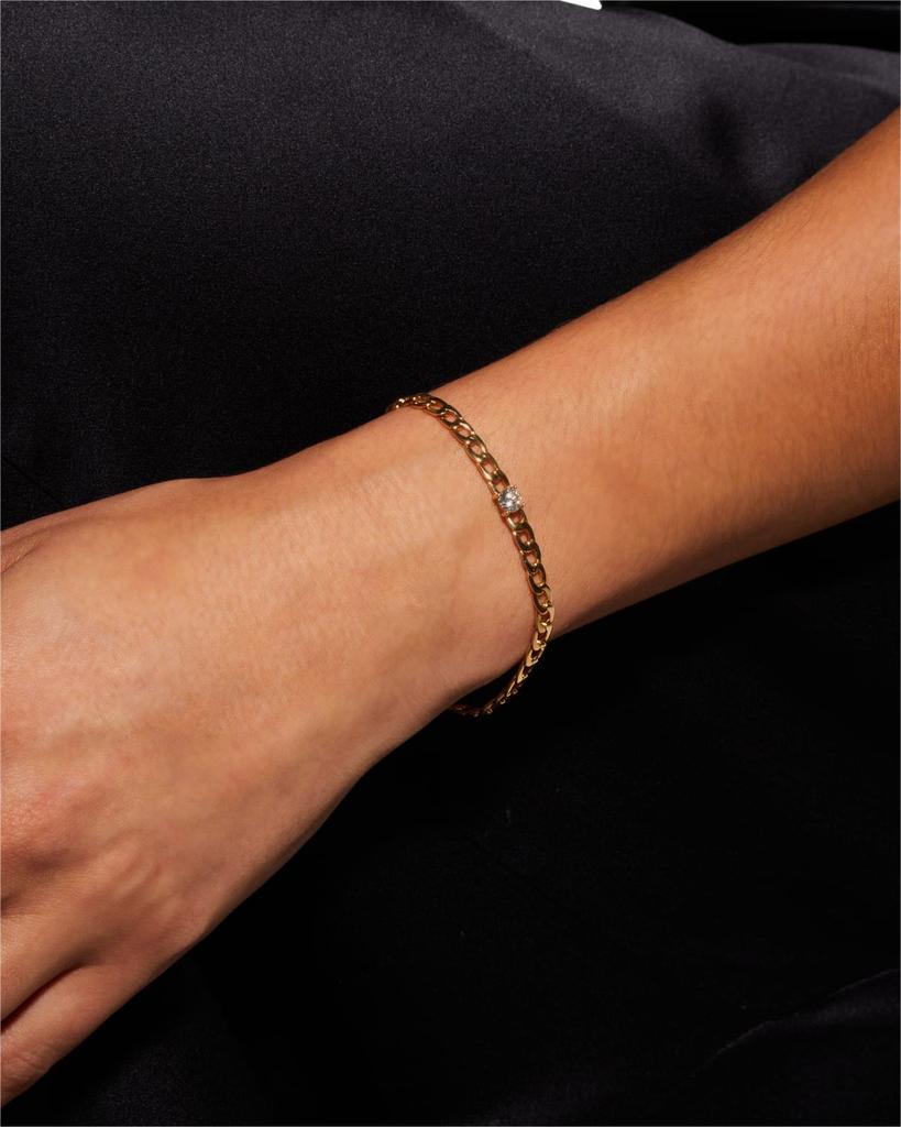 Anita Ko 18k Yellow Gold Plain Chain-Link Bracelet with Diamond Center