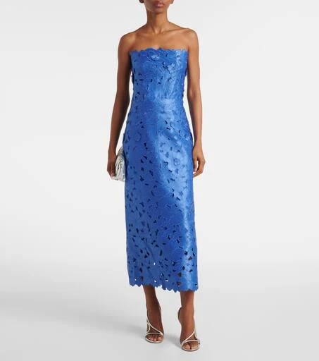 Costarellos Delmara strapless lace midi dress 2