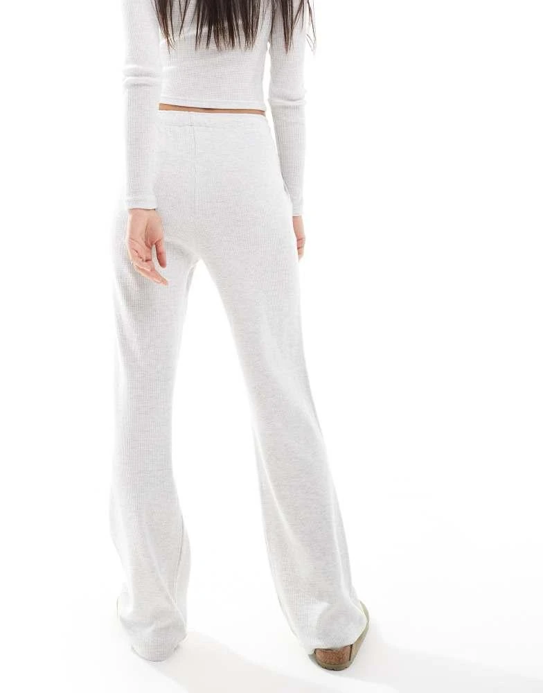 Bershka Bershka wide leg co-ord waffle joggers in grey 4