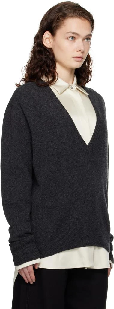 Lemaire Gray Deep V-Neck Sweater 2