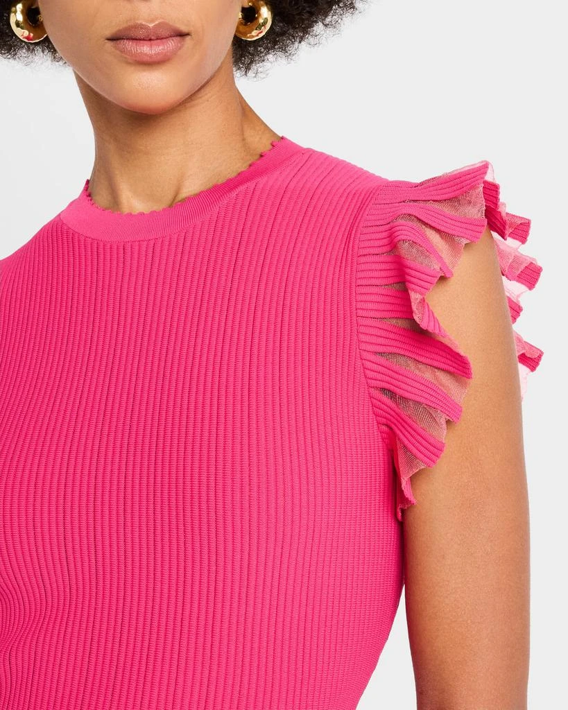 Milly Sheer Flutter-Sleeve Knit Dress 5