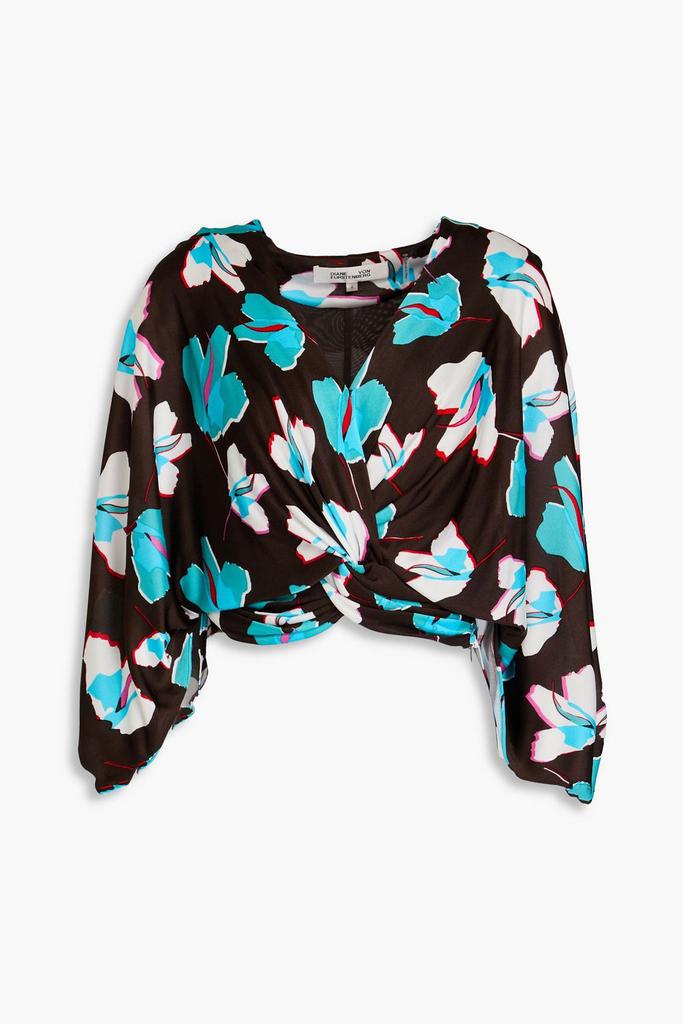 Diane von Furstenberg Fran cropped floral-print jersey top