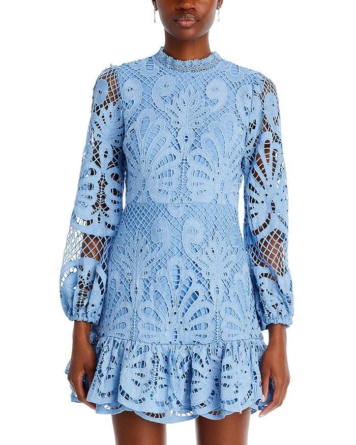 AQUA Long Sleeve Lace Dress - Exclusive 7