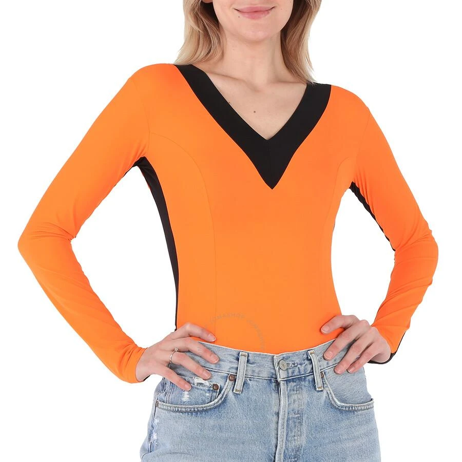 Burberry Bright Orange V-neck Bodysuit 1