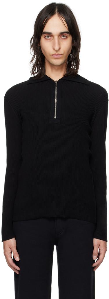 FORMA Black Zipper Long Sleeve Polo
