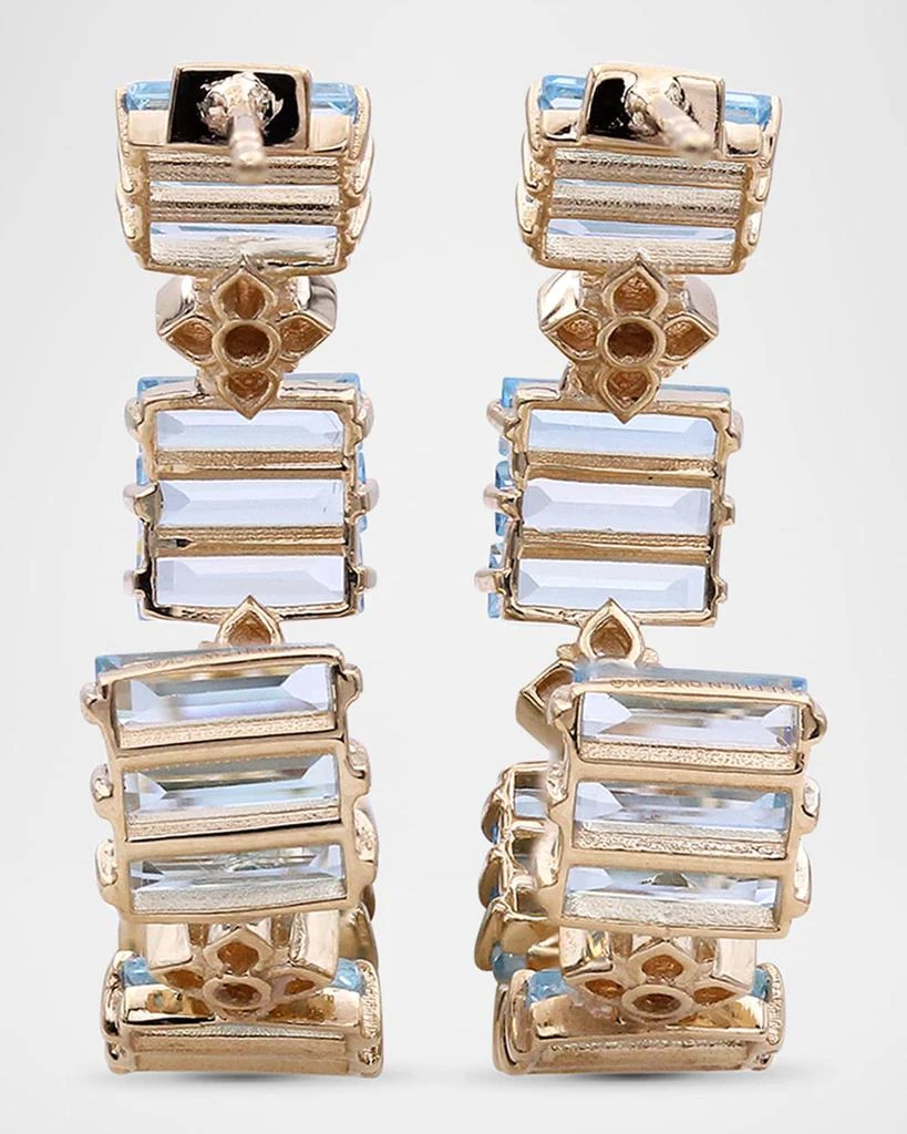Stephen Dweck 18K Yellow Gold Diamond and Baguette Swiss Blue Topaz Hoop Earrings 3