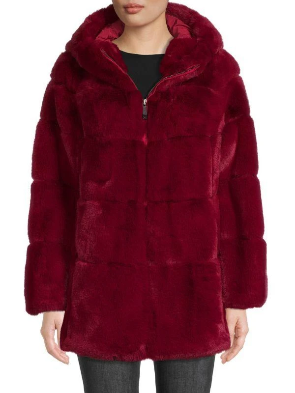 BELLE FARE Hooded Faux Fur Coat 1