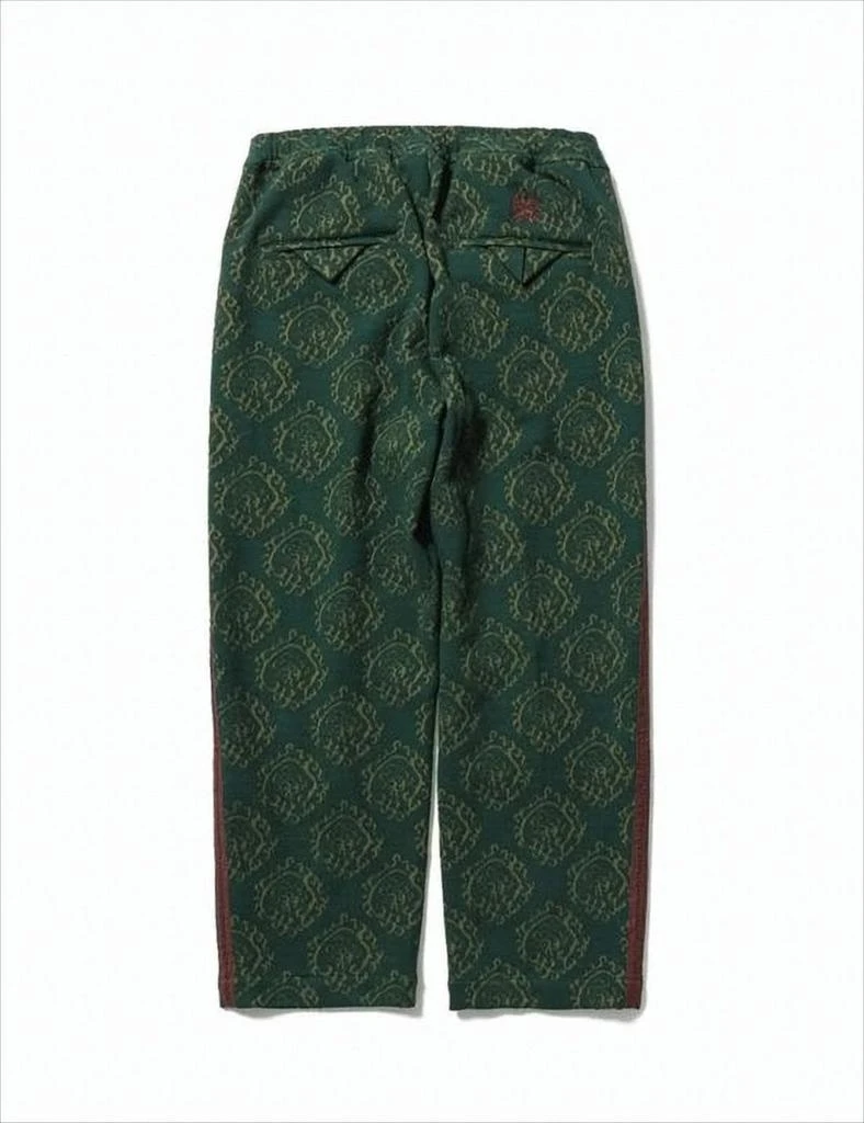 SASQUATCHFABRIX Dark Green Patterned Relaxed Fit Training Pants With Contrasting Red Stripes 2