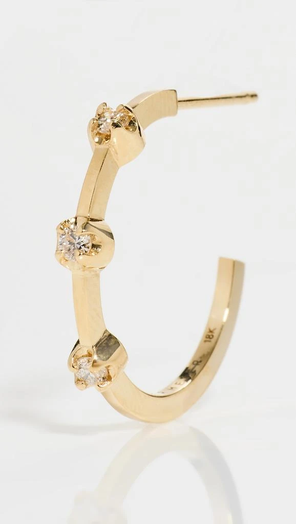 Jennifer Meyer 18k Small Hoops with 3 Illusion Set Diamonds 4