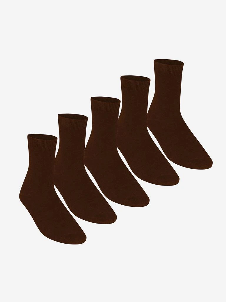 Zeco Schoolwear Zeco Kids School Turnover Top Socks (5 Pack) in Brown