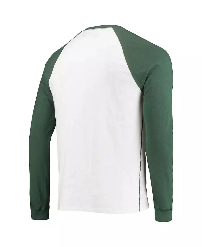Junk Food Men's White, Green Bay Packers Colorblock Raglan Long Sleeve T-shirt 3