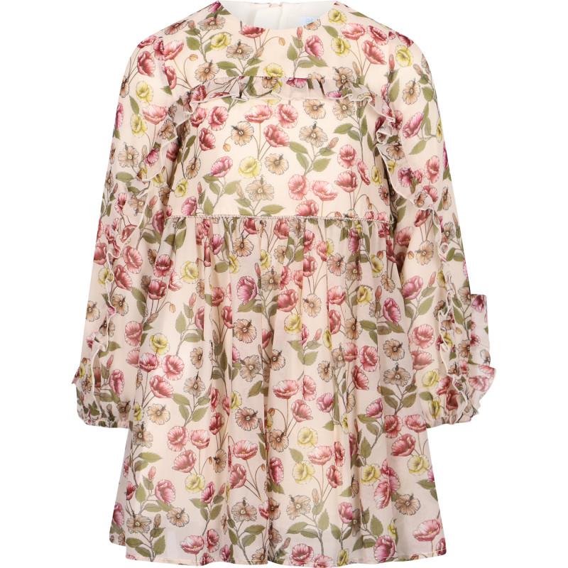 Abel & Lula Floral print ruffled dress in light pink