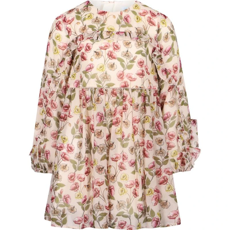 Abel & Lula Floral print ruffled dress in light pink 1